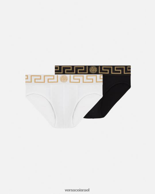 גברים Versace לבן שחור תחתוני גרקה גבול 2 חבילה תחתונים ובגדי חוף N8T21781