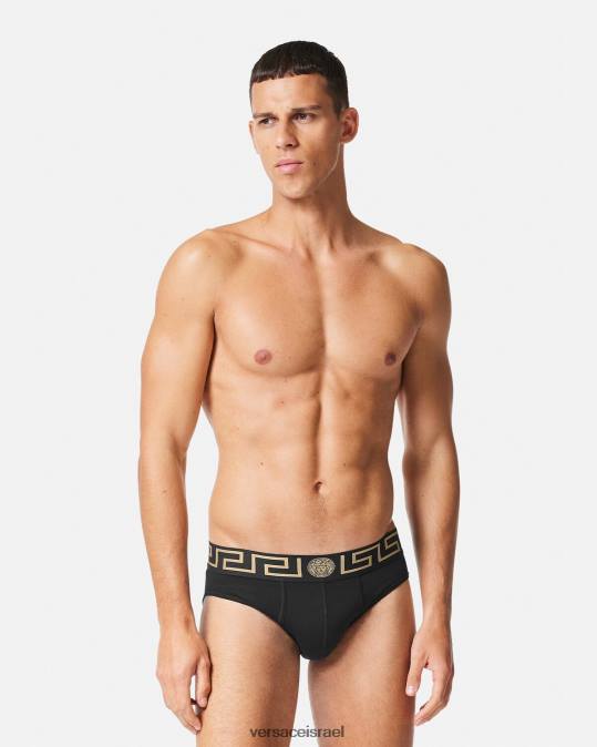 גברים Versace שָׁחוֹר תחתוני גרקה גבול 2 חבילה תחתונים ובגדי חוף N8T21782