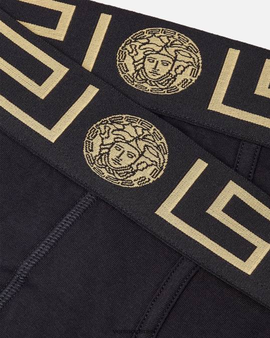 גברים Versace שָׁחוֹר תחתוני גרקה גבול 2 חבילה תחתונים ובגדי חוף N8T21782