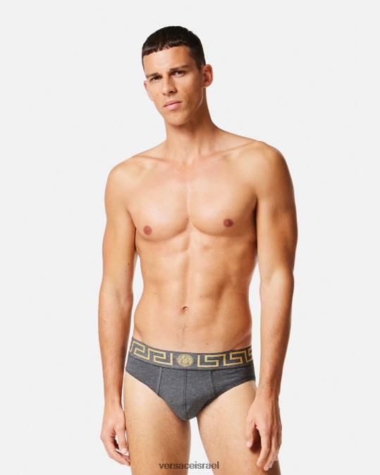 גברים Versace אפור ושחור תחתוני גרקה גבול 2 חבילה תחתונים ובגדי חוף N8T21783