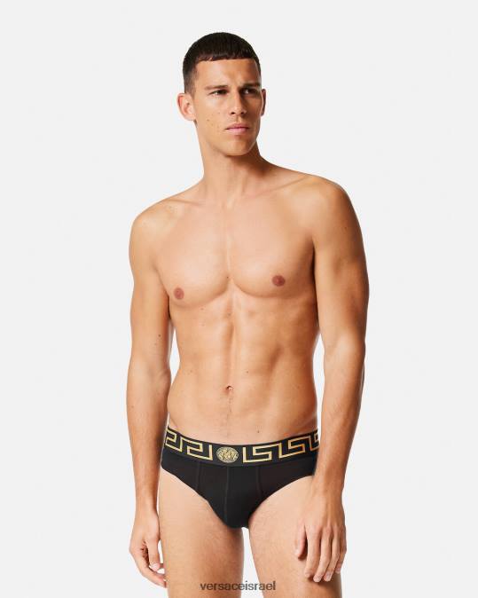 גברים Versace אפור ושחור תחתוני גרקה גבול 2 חבילה תחתונים ובגדי חוף N8T21783