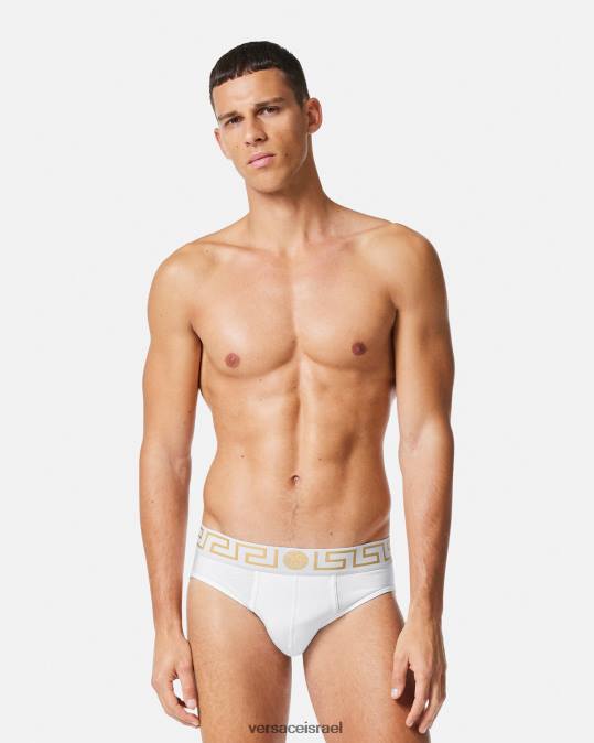 גברים Versace זהב לבן תחתוני גרקה גבול 2 חבילה תחתונים ובגדי חוף N8T21784