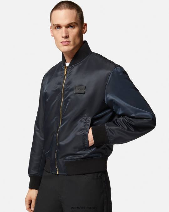 גברים Versace כחול וזהב מעיל בומבר מתהפך בארוקו 660 הַלבָּשָׁה N8T21240