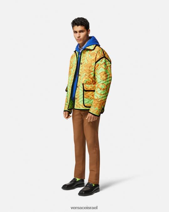 גברים Versace זהב וירוק ז'קט בלוסון קווילטי בארוקו 660 הַלבָּשָׁה N8T21242