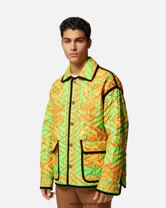 גברים Versace זהב וירוק ז'קט בלוסון קווילטי בארוקו 660 הַלבָּשָׁה N8T21242