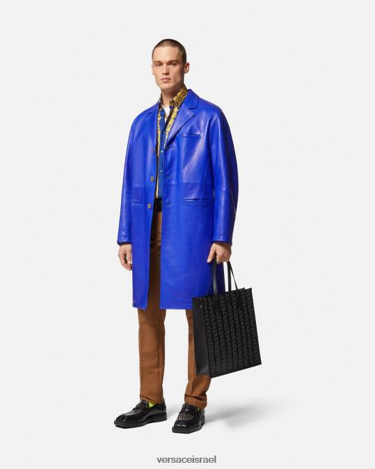 גברים Versace כחול וזהב חולצת משי בארוקו 660 הַלבָּשָׁה N8T21318