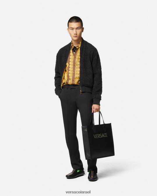 גברים Versace שָׁחוֹר מעיל בומבר מתהפך בארוקו 660 הַלבָּשָׁה N8T21351