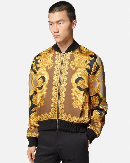 גברים Versace שָׁחוֹר מעיל בומבר מתהפך בארוקו 660 הַלבָּשָׁה N8T21351
