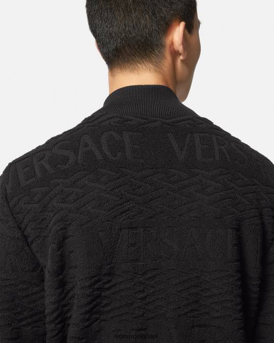 גברים Versace שָׁחוֹר מעיל בומבר מתהפך בארוקו 660 הַלבָּשָׁה N8T21351