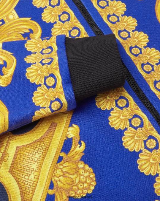יְלָדִים Versace כחול וזהב קפוצ'ון בארוקו 660 רוכסן הַלבָּשָׁה N8T22108