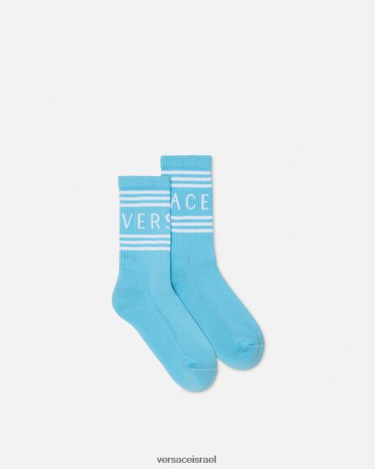 נשים Versace כחול בהיר גרבי לוגו וינטג' משנות ה-90 תחתונים ובגדי חוף N8T21099