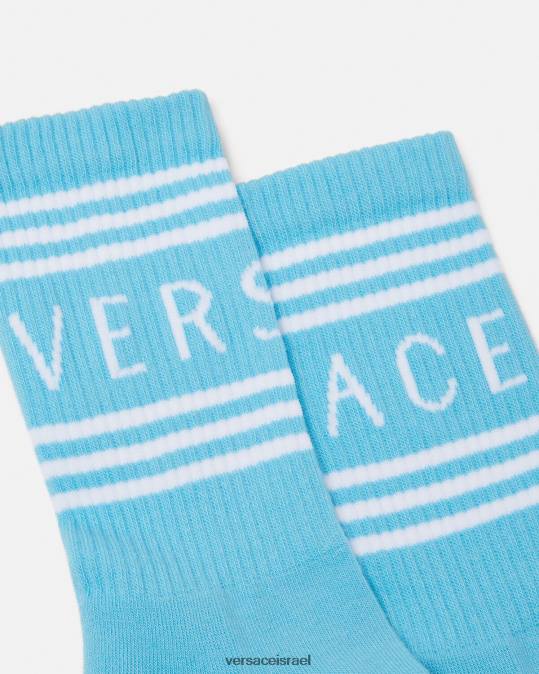 נשים Versace כחול בהיר גרבי לוגו וינטג' משנות ה-90 תחתונים ובגדי חוף N8T21099