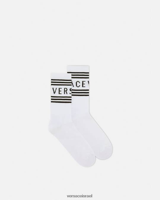 נשים Versace לבן גרבי לוגו וינטג' משנות ה-90 תחתונים ובגדי חוף N8T21101