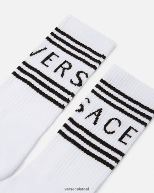 נשים Versace לבן גרבי לוגו וינטג' משנות ה-90 תחתונים ובגדי חוף N8T21101