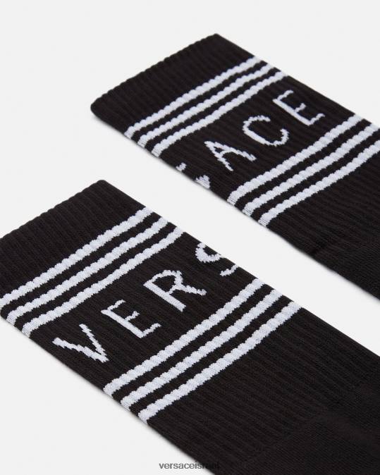 נשים Versace שָׁחוֹר גרבי לוגו וינטג' משנות ה-90 תחתונים ובגדי חוף N8T21102