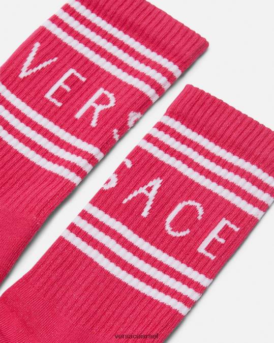 נשים Versace ורוד פוקסיה גרבי לוגו וינטג' משנות ה-90 תחתונים ובגדי חוף N8T21106