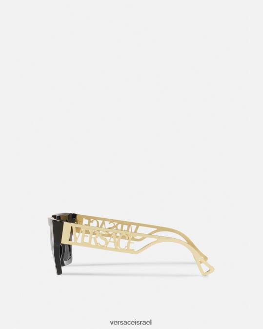 נשים Versace זהב שחור משקפי שמש לוגו וינטג' משנות ה-90 אביזרים N8T2619