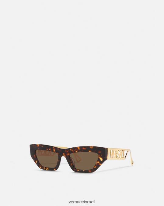 נשים Versace הוואנה וזהב משקפי שמש עם לוגו וינטג' משנות ה-90 אביזרים N8T2689