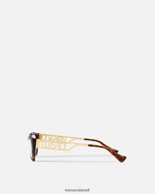 נשים Versace הוואנה וזהב משקפי חתול עם לוגו וינטג' משנות ה-90 אביזרים N8T2705