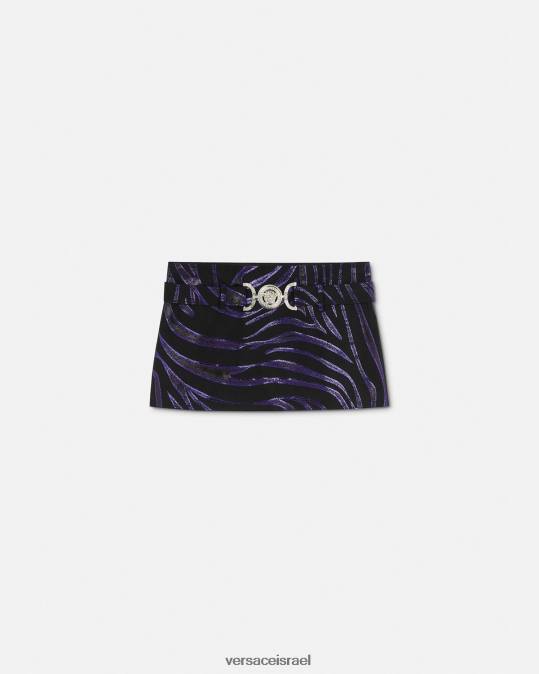 נשים Versace הדפס וסגול חצאית מיני זברה מדוזה '95 הַלבָּשָׁה N8T2126