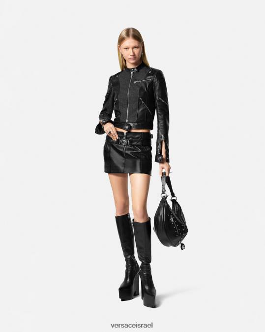 נשים Versace שָׁחוֹר חצאית מיני מעור מדוזה '95 הַלבָּשָׁה N8T2175