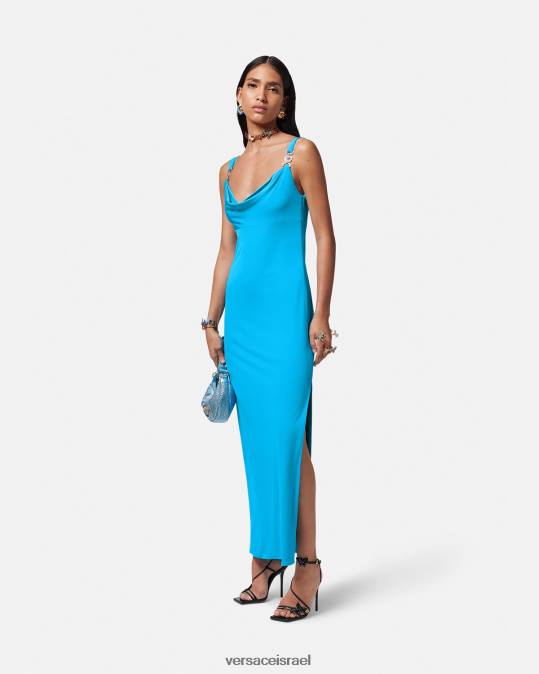 נשים Versace כְּחוֹל שמלה ארוכה מדוזה 95' הַלבָּשָׁה N8T217
