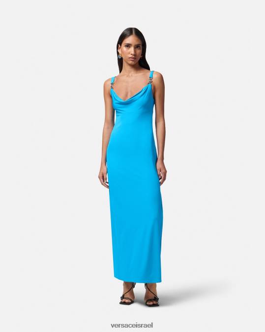 נשים Versace כְּחוֹל שמלה ארוכה מדוזה 95' הַלבָּשָׁה N8T217