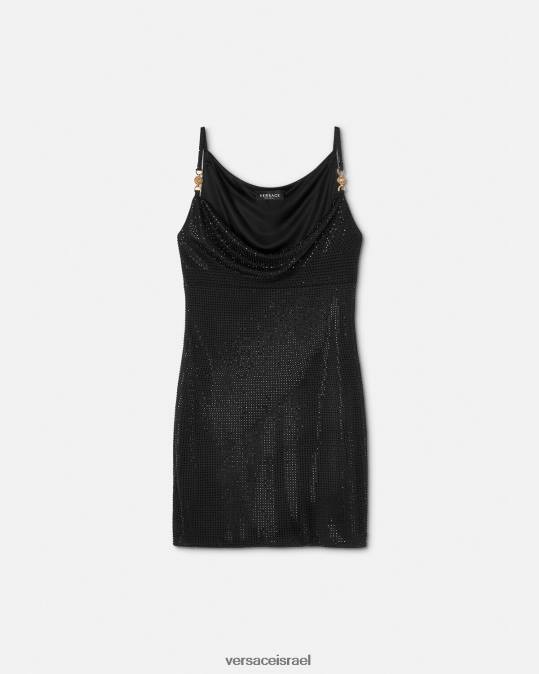 נשים Versace שָׁחוֹר שמלת מיני קריסטל מדוזה '95 הַלבָּשָׁה N8T231