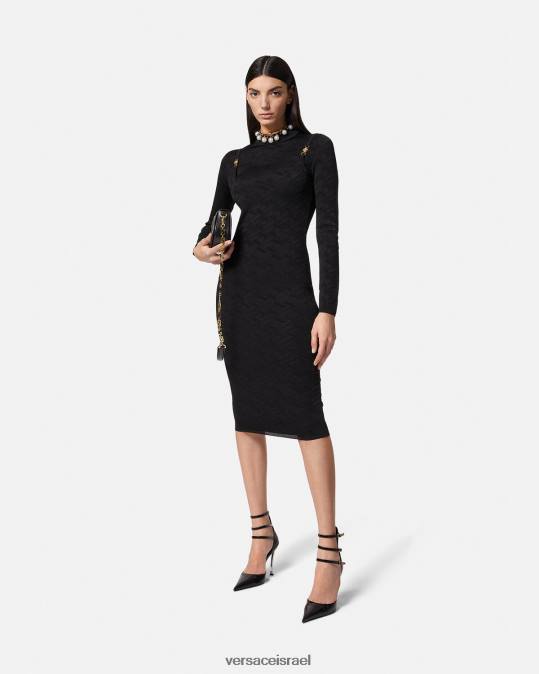 נשים Versace שָׁחוֹר שמלת מידי סריג מדוזה 95 לה גרקה הַלבָּשָׁה N8T238
