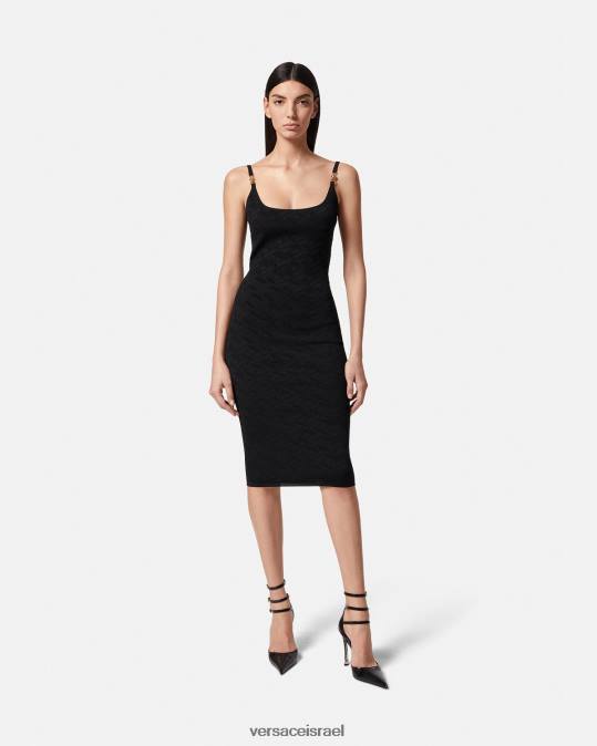 נשים Versace שָׁחוֹר שמלת מידי סריג מדוזה 95 לה גרקה הַלבָּשָׁה N8T238