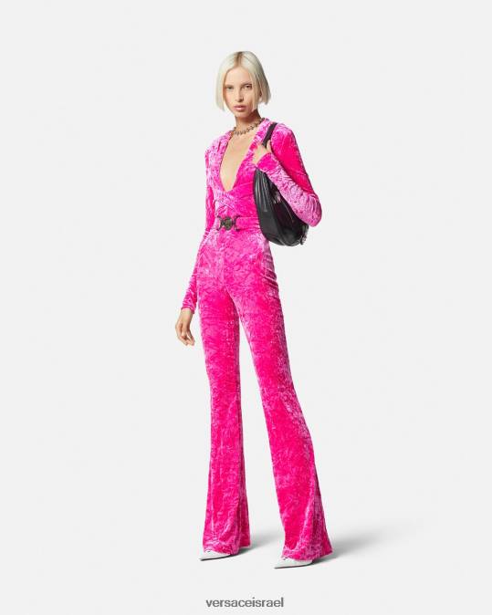 נשים Versace ורוד פוקסיה סרבל קפוצ'ון מדוזה '95 קטיפה הַלבָּשָׁה N8T256