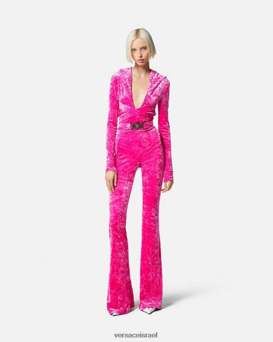 נשים Versace ורוד פוקסיה סרבל קפוצ'ון מדוזה '95 קטיפה הַלבָּשָׁה N8T256