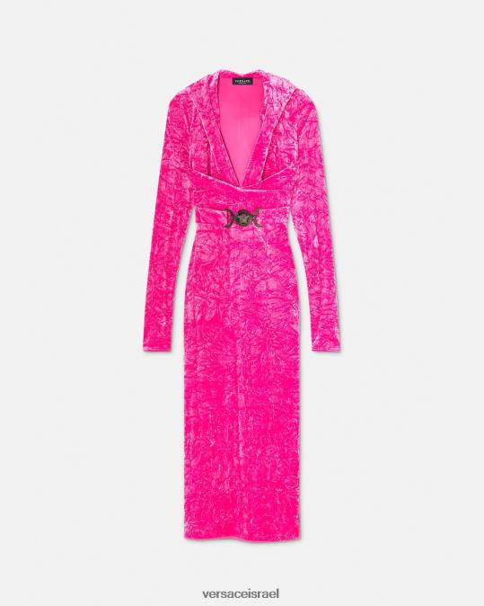 נשים Versace ורוד פוקסיה שמלת קפוצ'ון קטיפה מדוזה 95' הַלבָּשָׁה N8T257