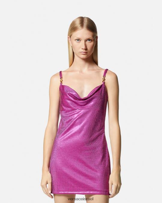 נשים Versace ורוד פוקסיה שמלת מיני רשת מדוזה '95 מתכת הַלבָּשָׁה N8T263