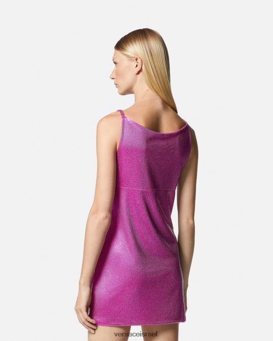 נשים Versace ורוד פוקסיה שמלת מיני רשת מדוזה '95 מתכת הַלבָּשָׁה N8T263