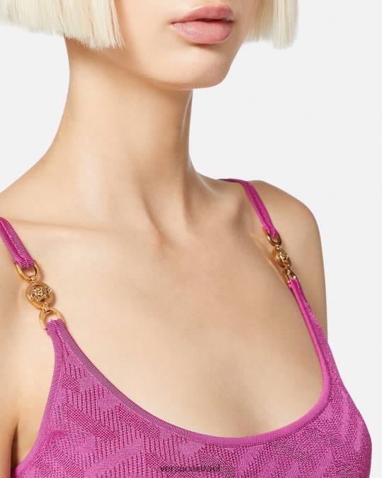 נשים Versace ורוד פוקסיה שמלת מיני מדוזה '95 לה גרקה הַלבָּשָׁה N8T265