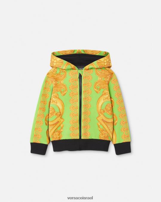 יְלָדִים Versace זהב וירוק Barocco 660 קפוצ'ון רוכסן לתינוק הַלבָּשָׁה N8T21892