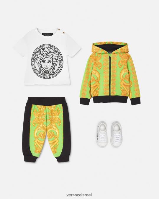 יְלָדִים Versace זהב וירוק Barocco 660 קפוצ'ון רוכסן לתינוק הַלבָּשָׁה N8T21892