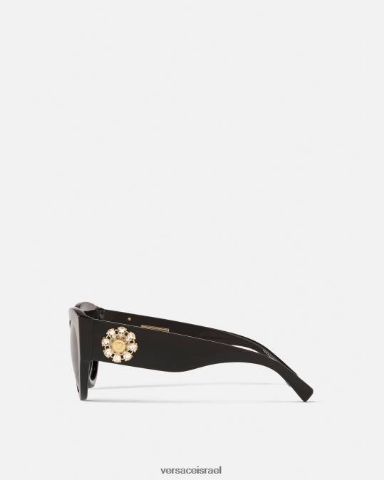 נשים Versace שָׁחוֹר משקפי שמש מחווה Jewel אביזרים N8T2675