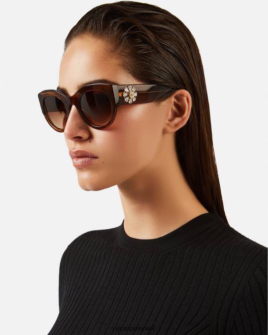 נשים Versace חום משקפי שמש מחווה Jewel אביזרים N8T2683
