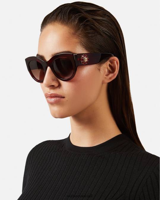נשים Versace בורדו משקפי שמש מחווה Jewel אביזרים N8T2684