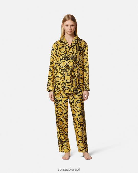 נשים Versace הדפס תחתוני פיג'מה משי בהדפס בארוק תחתונים ובגדי חוף N8T21026