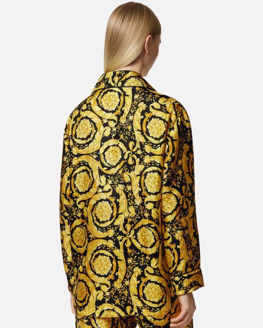 נשים Versace הדפס חולצת פיג'מה משי בהדפס בארוק תחתונים ובגדי חוף N8T21027