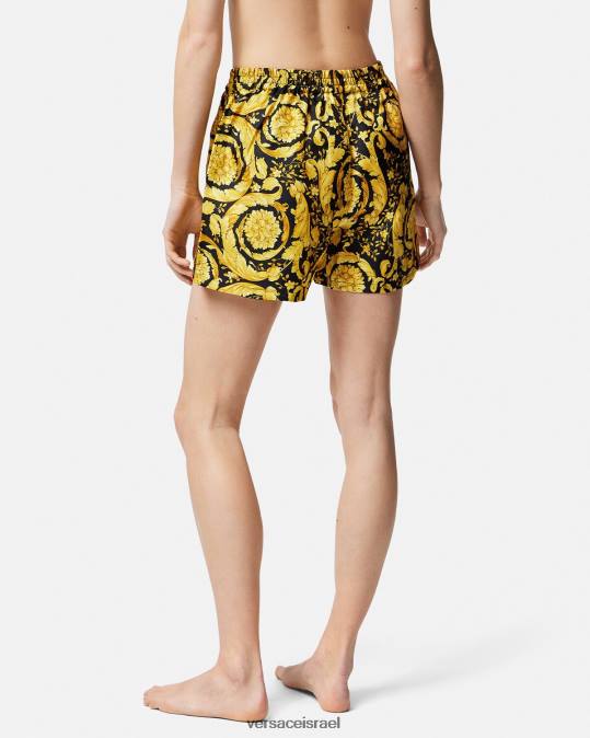 נשים Versace הדפס מכנסי פיג'מה משי בהדפס בארוק תחתונים ובגדי חוף N8T21030