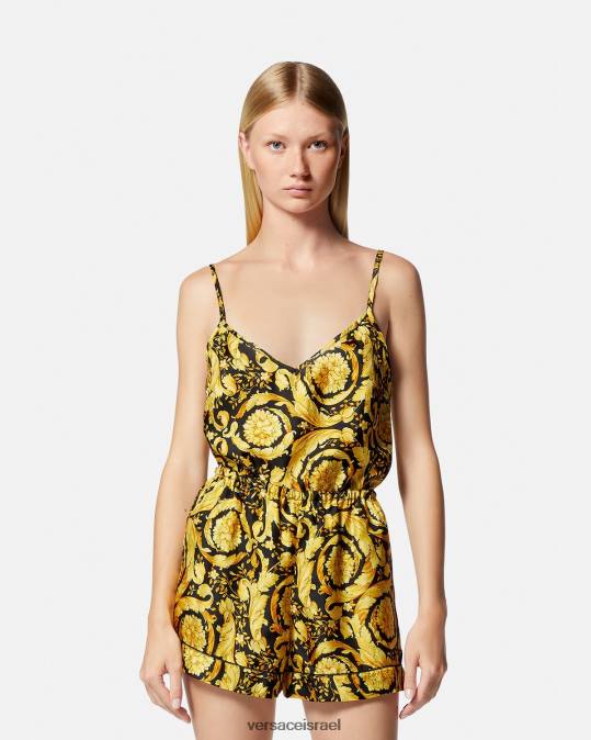 נשים Versace הדפס מכנסי פיג'מה משי בהדפס בארוק תחתונים ובגדי חוף N8T21031