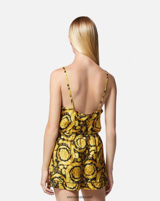 נשים Versace הדפס מכנסי פיג'מה משי בהדפס בארוק תחתונים ובגדי חוף N8T21031