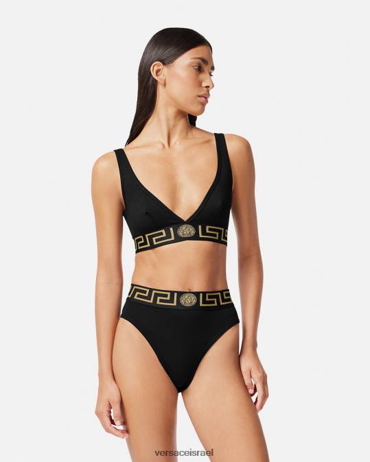 נשים Versace שָׁחוֹר ברלט גבול גרקה תחתונים ובגדי חוף N8T21043