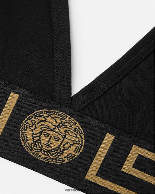 נשים Versace שָׁחוֹר ברלט גבול גרקה תחתונים ובגדי חוף N8T21043