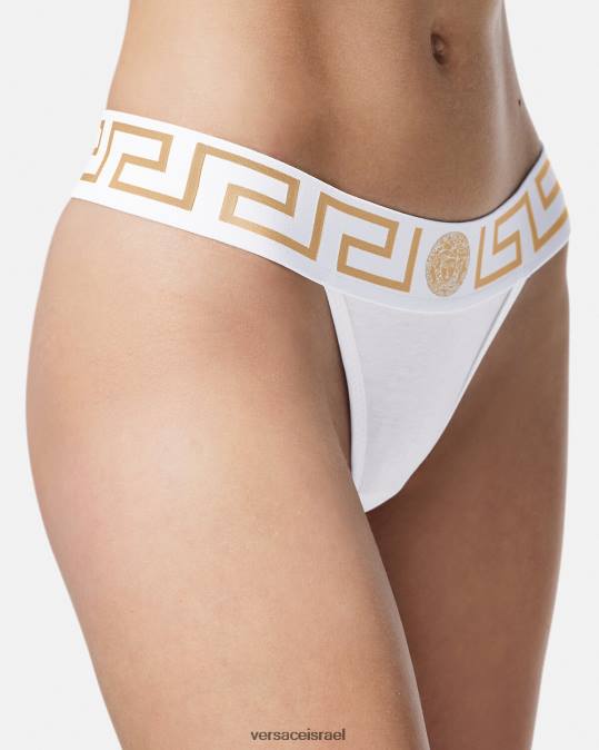 נשים Versace לבן חוטיני גרקה גבול תחתונים ובגדי חוף N8T21049