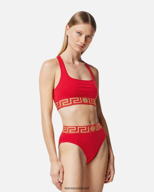 נשים Versace אָדוֹם תחתוני רגליים גבוהים של גרקה תחתונים ובגדי חוף N8T21054